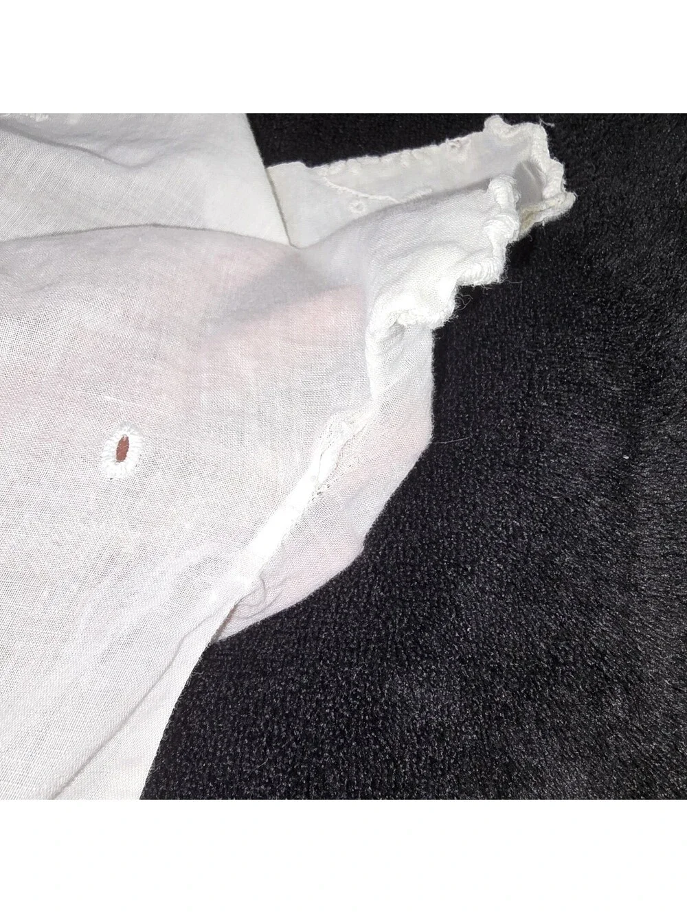 VTG/Antique Handmade White Floral Embroidery Eyelets Sheer Layer Baby Dress 2-3T
